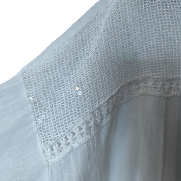 Frocella tunic blouse white with blue embroidery, lined - Picture 3 of 11